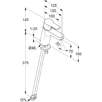 Смеситель KLUDI PURE&EASY 370289165 для раковины на одно отверстие однорычажный без донного клапана