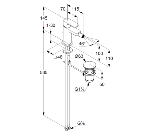 Смеситель KLUDI RENON 422165375 для биде однорычажный