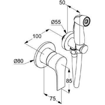 Гигиенический душ KLUDI ZENTA 489990565 со смесителем со встраиваемой частью