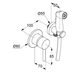 Гигиенический душ KLUDI BOZZ 389990576 со смесителем со встраиваемой частью