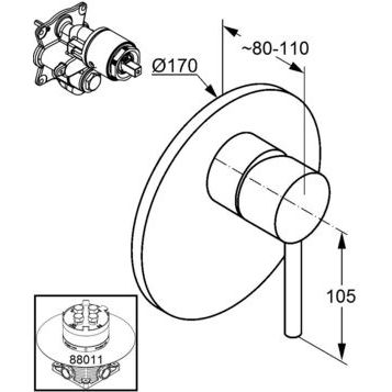 Смеситель KLUDI BOZZ 38655N076 для душа встраиваемый внешняя часть