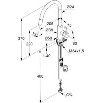 Смеситель KLUDI BINGO STAR XS 468519378 для кухни с выдвижным изливом