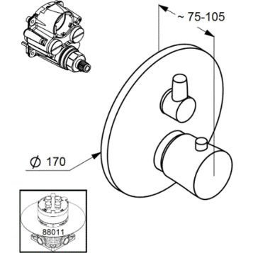 Термостат KLUDI BALANCE 528358775 для душа встраиваемый на 1 потребителя внешняя часть