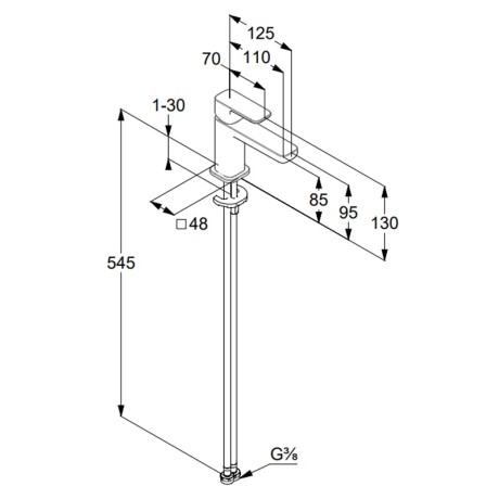 Смеситель KLUDI RENON 42290N075 для раковины на одно отверстие однорычажный без донного клапана