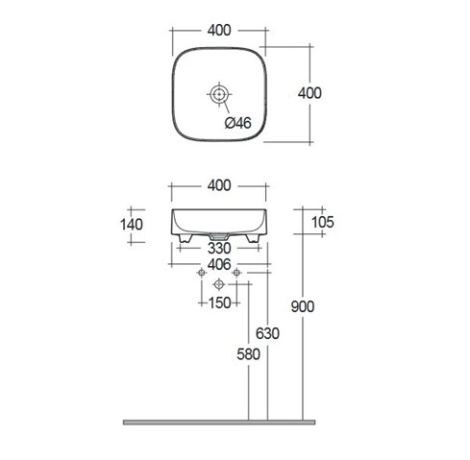 Раковина KLUDI RESA S 58CW30O2 накладная без перелива цвет светло-серый матовый