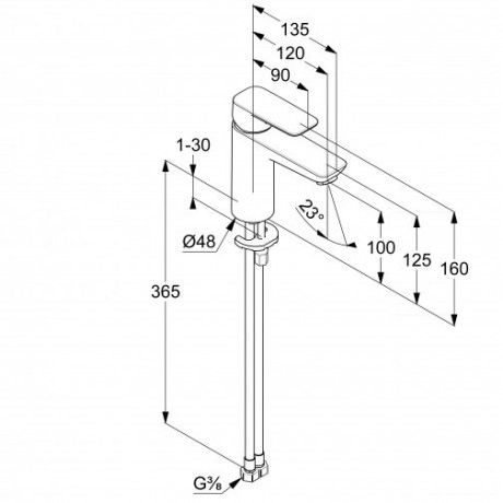 Смеситель KLUDI PURE&STYLE 402923975 для раковины на одно отверстие однорычажный без донного клапана