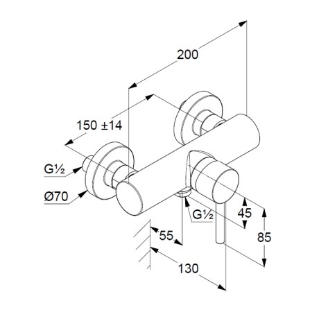Смеситель KLUDI BOZZ 38831N576 для душа настенный с подключением шланга