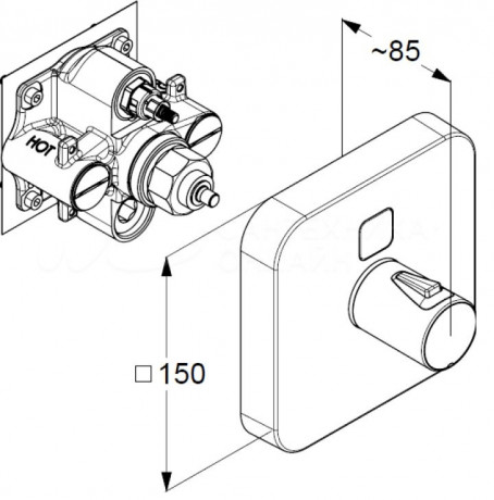 Термостат KLUDI PUSH 389010538 для душа встраиваемый на 1 потребителя внешняя часть