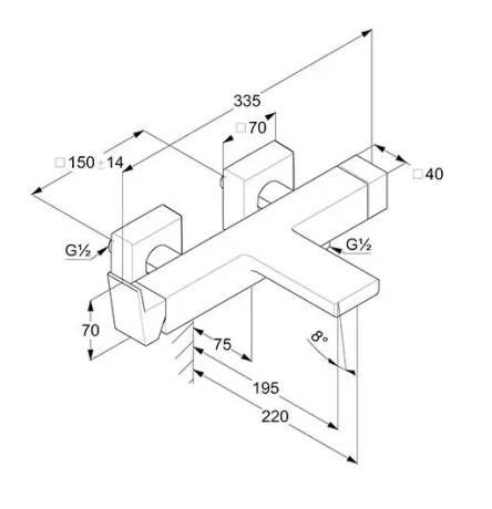 Смеситель KLUDI DECUS 54691N075 для ванны с изливом с подключением шланга