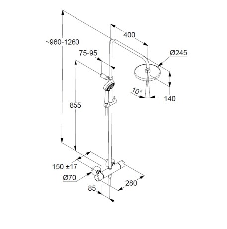 Душевая система KLUDI LOGO DUAL SHOWER SYSTEM 6808239-00 с термостатом