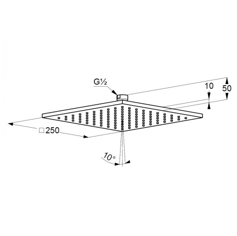 Верхний душ KLUDI A-QA 6442591-00 квадратный размер 25*25 см