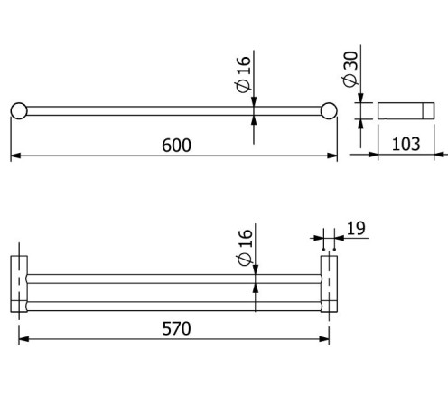 Держатель полотенца KLUDI VELA R 5898839 широкий 600 мм