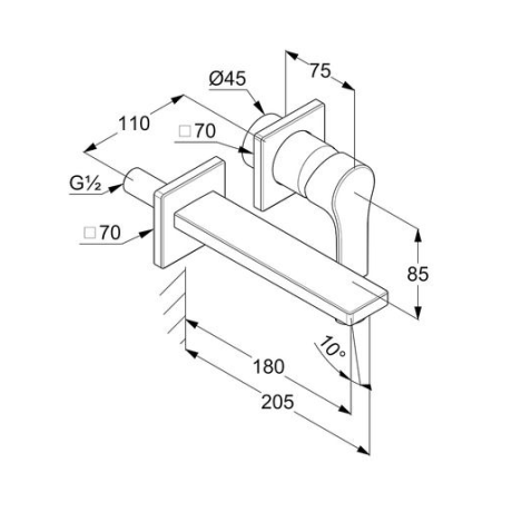 Смеситель KLUDI ZENTA SL 482440565 для раковины настенный встраиваемый внешняя часть