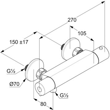 Термостат KLUDI BASIC 350020538 для душа настенный с подключением шланга