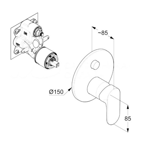 Смеситель KLUDI X1 327590575 для ванны и душа встраиваемый внешняя часть с автоматическим переключателем воды PUSH&SWITCH