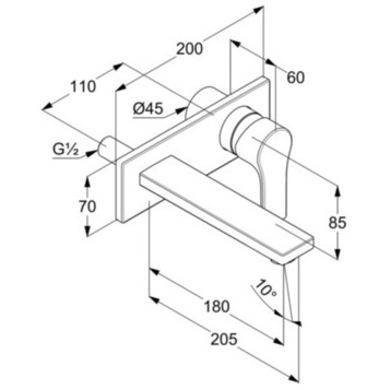 Смеситель KLUDI ZENTA SL 482470565 для раковины настенный встраиваемый внешняя часть