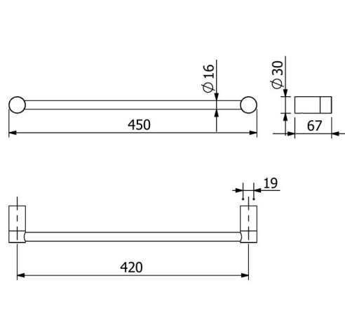 Держатель полотенца KLUDI VELA R 58980N5 широкий 450 мм