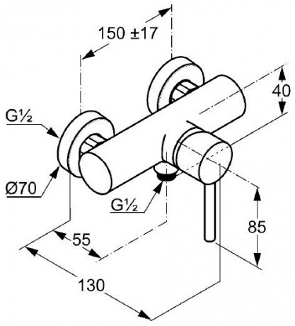 Смеситель KLUDI BOZZ BLACK 388313976 для душа настенный с подключением шланга