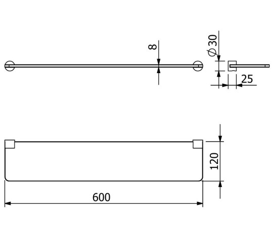 Полочка стекло KLUDI VELA R 5897305 подвесная
