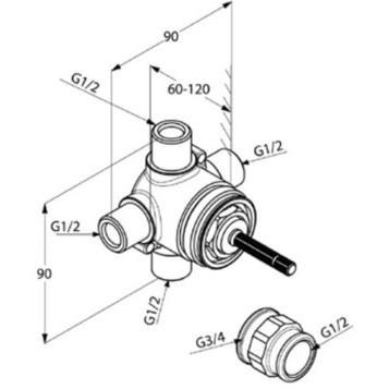 Встраиваемая часть KLUDI 29747 переключатель на 2 положения