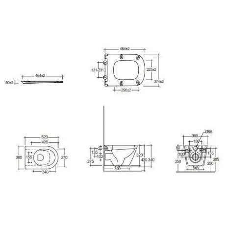 Унитаз KLUDI RESA D 23WCSET43 подвесной безободковый с сиденьем крышкой с плавным опусканием