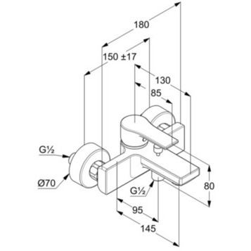 Смеситель KLUDI ZENTA SL 486703965 для ванны с изливом с подключением шланга