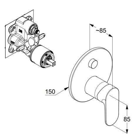 Смеситель KLUDI LOUVA 247590575 для ванны и душа встраиваемый внешняя часть с автоматическим переключателем воды PUSH&SWITCH