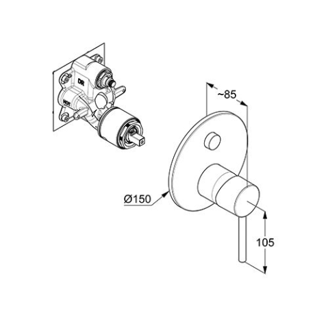 Смеситель KLUDI BOZZ 38759N076 для ванны и душа встраиваемый внешняя часть с автоматическим переключателем воды PUSH&SWITCH