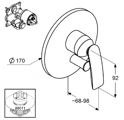 Смеситель KLUDI BALANCE 526500575 для ванны и душа встраиваемый внешняя часть с переключателем воды