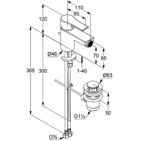 Смеситель KLUDI ZENTA SL 485303965 для биде однорычажный