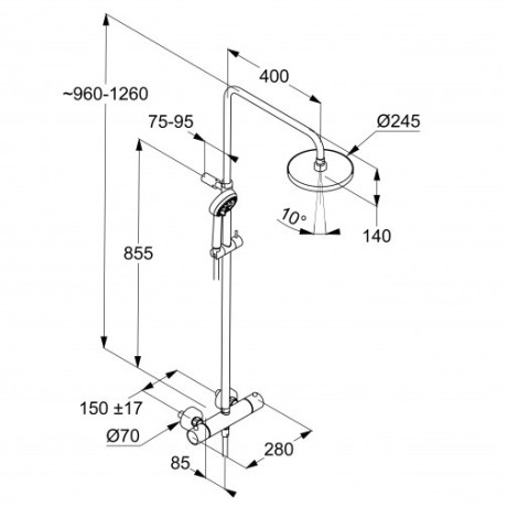 Душевая система KLUDI LOGO DUAL SHOWER SYSTEM 68082N5-00 с термостатом