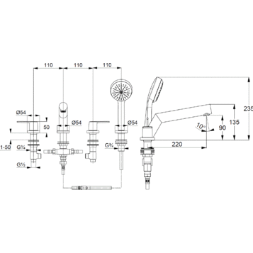 Смеситель KLUDI PURE&STYLE 404250575 для ванны на бортик