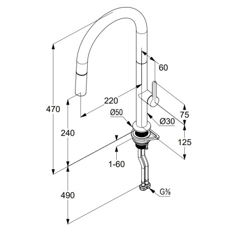 Смеситель KLUDI AUREA 558526675 для кухни с выдвижным изливом