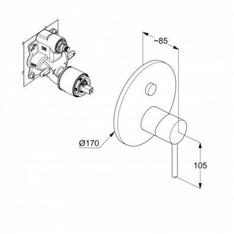 Смеситель KLUDI BOZZ WHITE 386595376 для ванны и душа встраиваемый внешняя часть с автоматическим переключателем воды PUSH&SWITCH