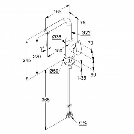 Смеситель KLUDI PURE&STYLE 400243975 для раковины на одно отверстие высокий