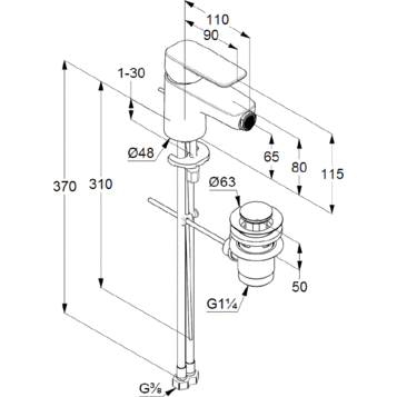 Смеситель KLUDI PURE&STYLE 402160575 для биде однорычажный