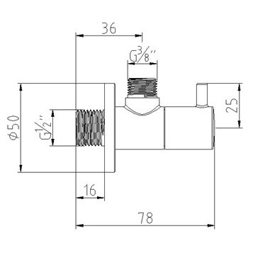 Вентиль KLUDI A-QA 1584505 запорный угловой