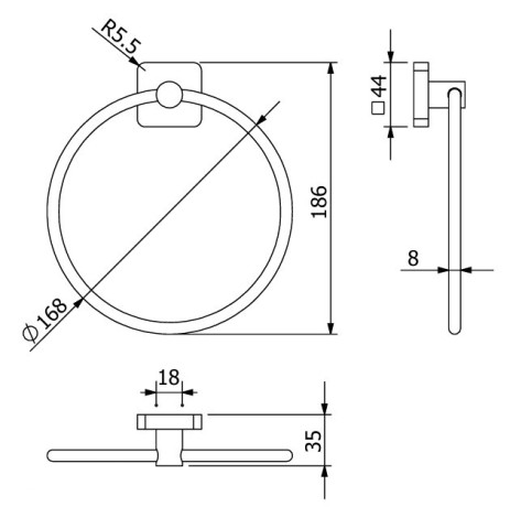 Держатель полотенца KLUDI VELA S 2597853 кольцо