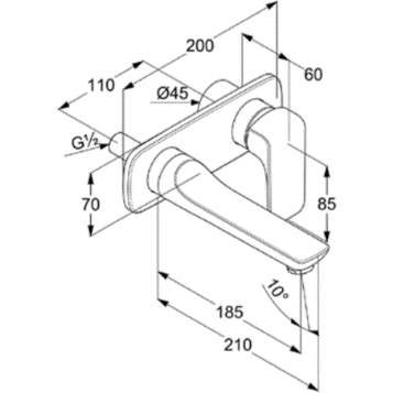 Смеситель KLUDI AMEO 412440575 для раковины настенный встраиваемый внешняя часть
