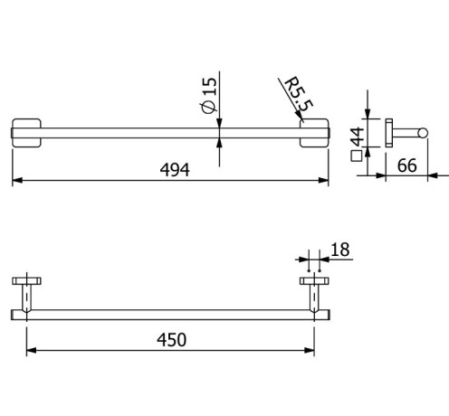 Держатель полотенца KLUDI VELA S 2598053 широкий 450 мм