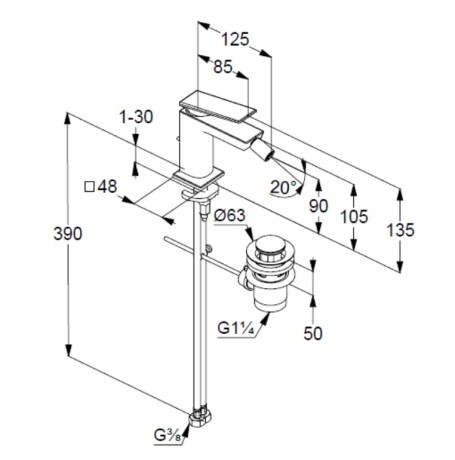 Смеситель KLUDI DECUS 54217N075 для биде однорычажный