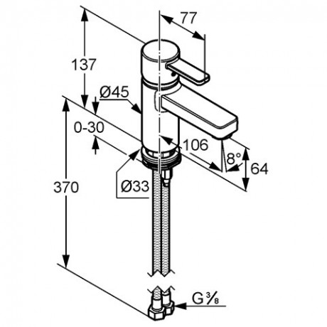 Смеситель KLUDI ZENTA 382518675 для раковины на одно отверстие однорычажный без донного клапана